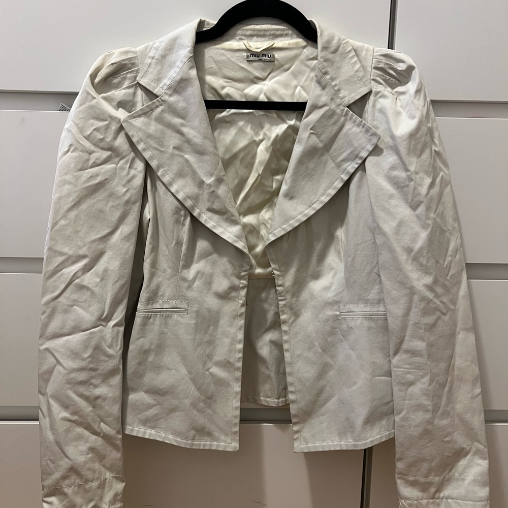 Miu Miu Light Grey Collared Cotton Jacket